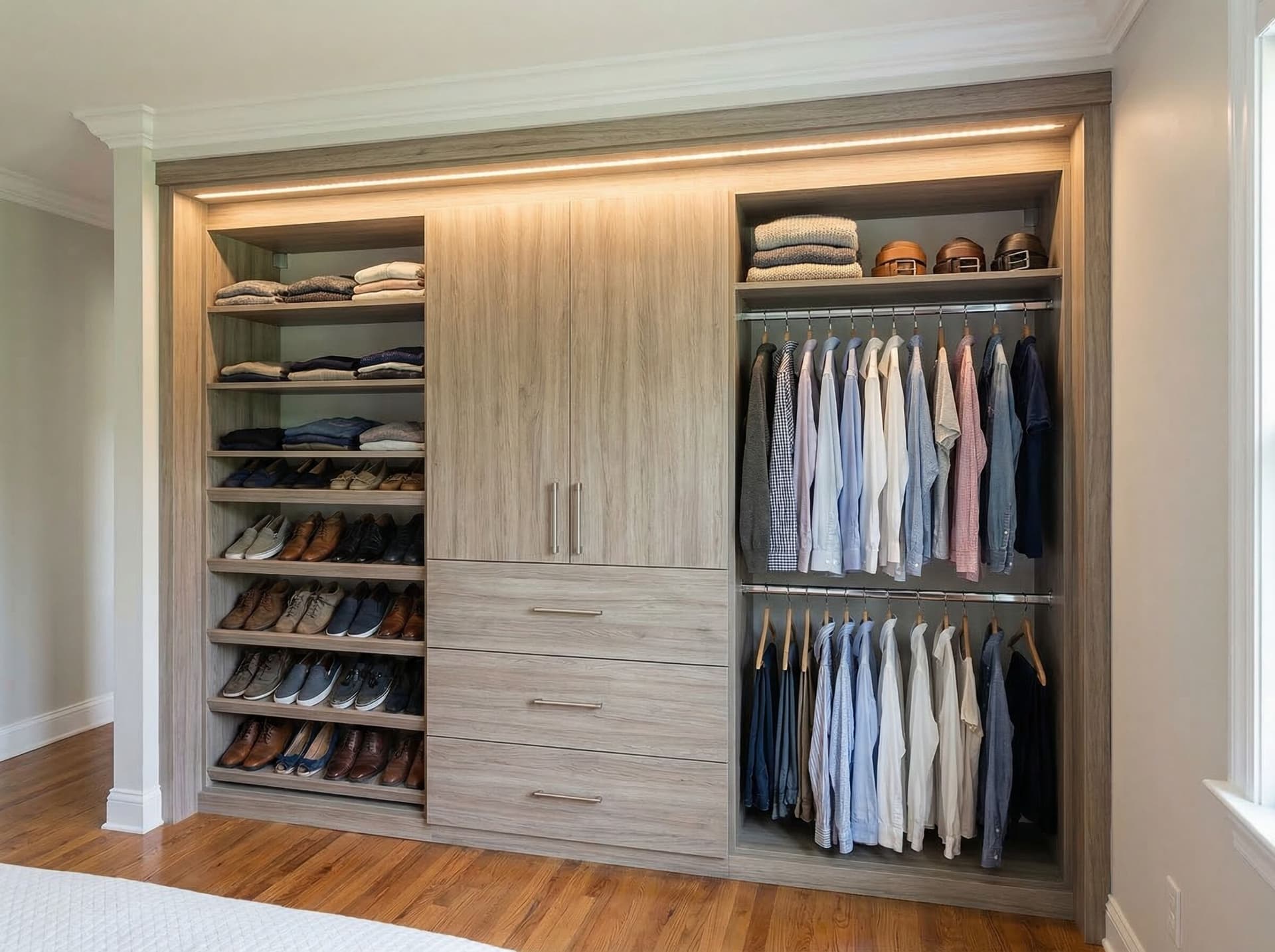 Classic woodgrain reach-in closet