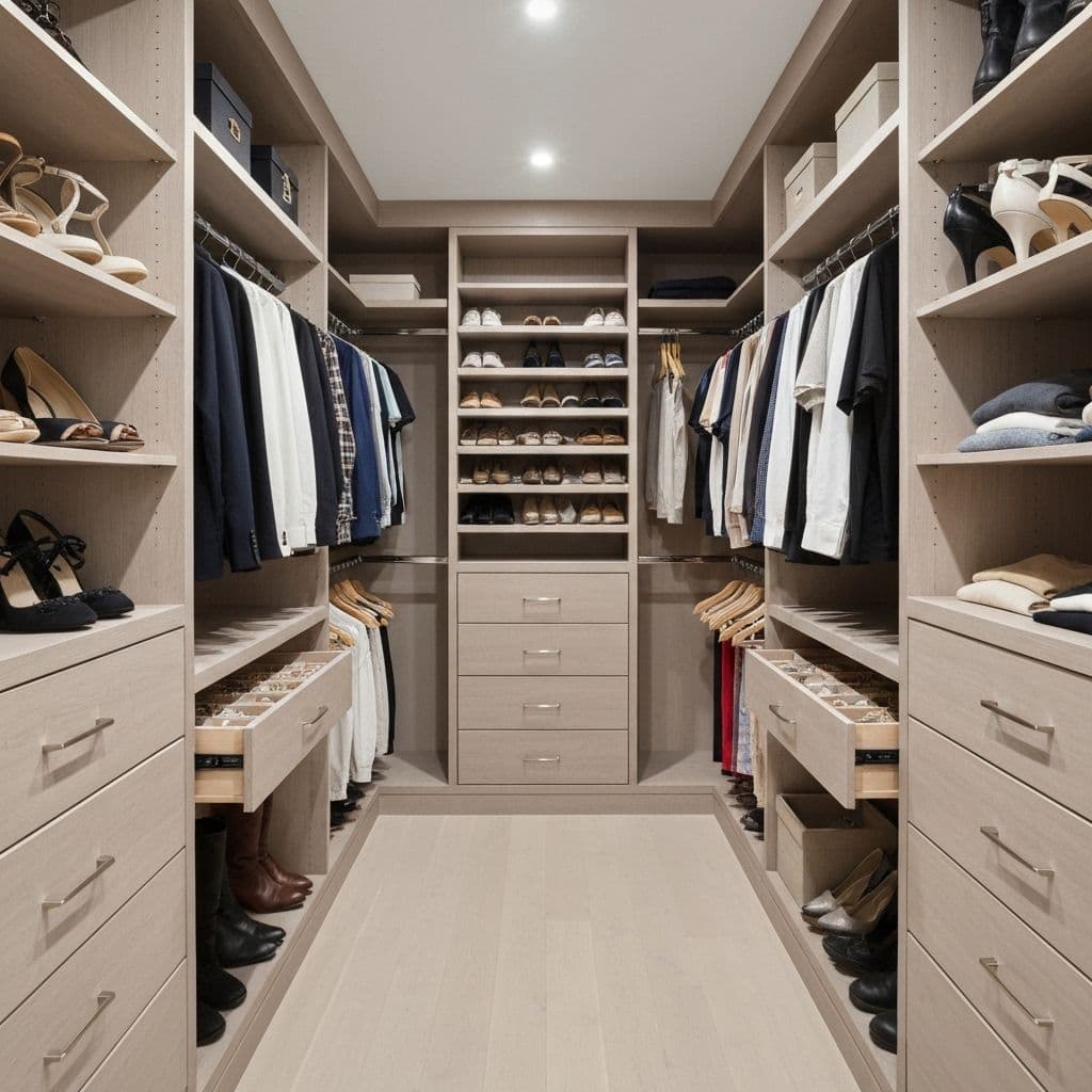 Master bedroom closet with organized storage